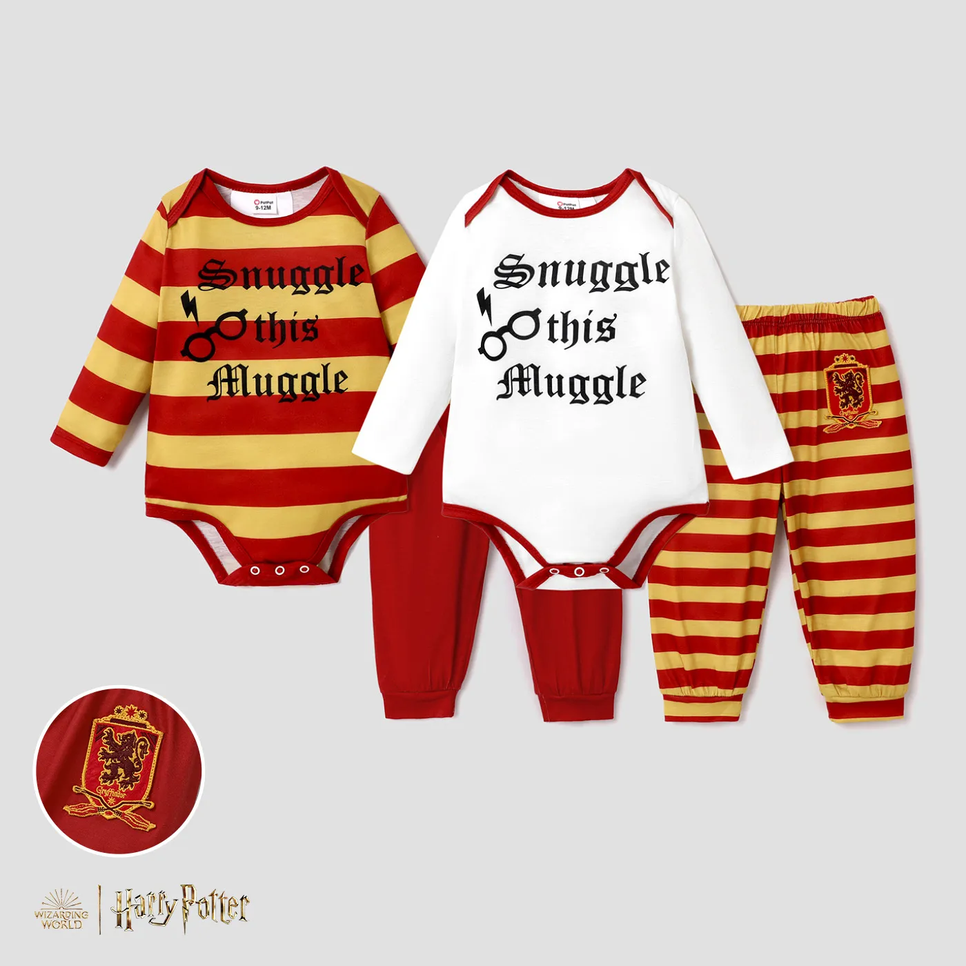 Harry Potter Baby Boy 2pcs Long-sleeve Jumpsuit and Stripe Leggings Set