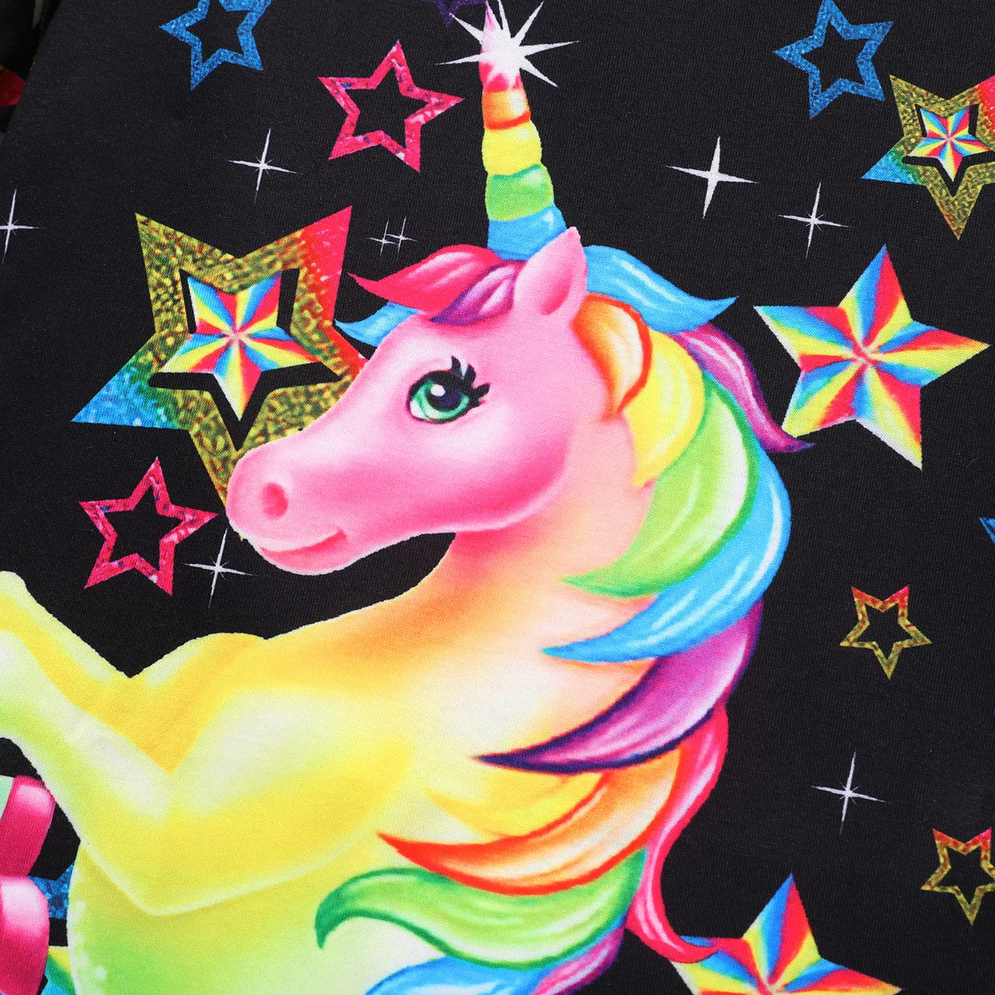 Kid Girl Unicorn Stars Print Cold Shoulder Short-sleeve Dress  image 3