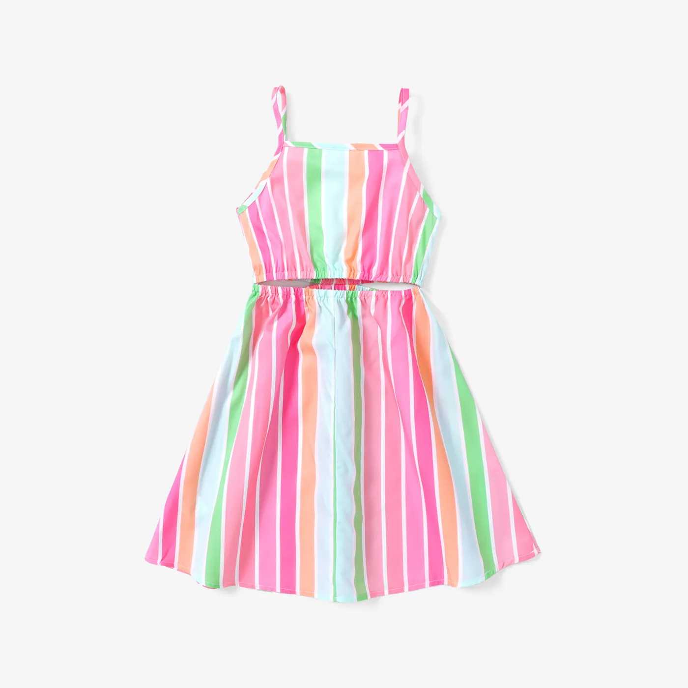 Criança Menina Manga cava Riscas Vestidos Rosa image 2