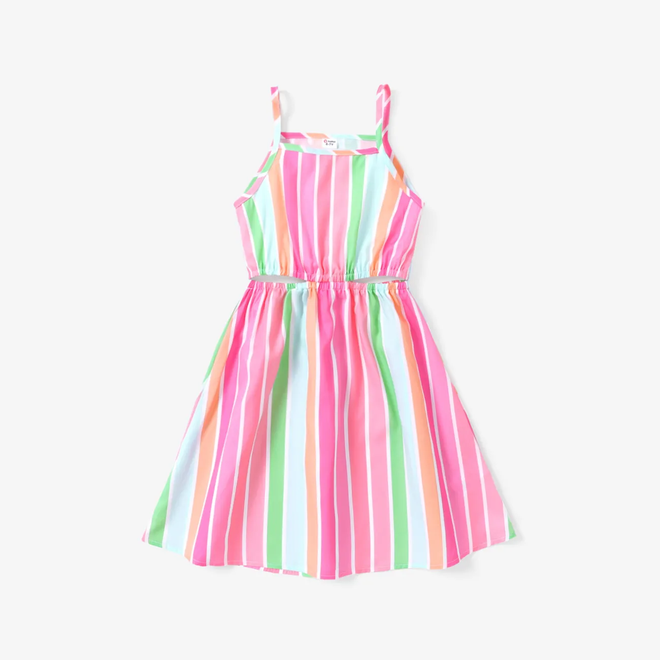 Criança Menina Manga cava Riscas Vestidos Rosa big image 1