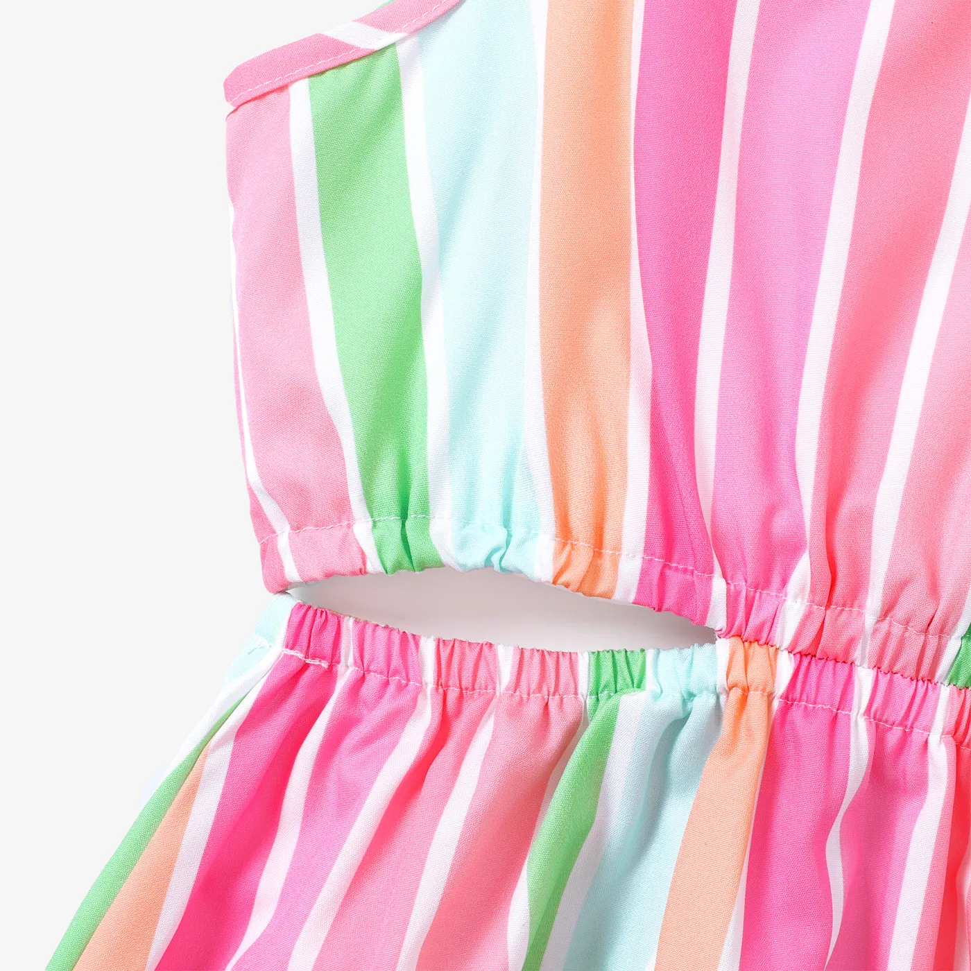 Criança Menina Manga cava Riscas Vestidos Rosa image 4