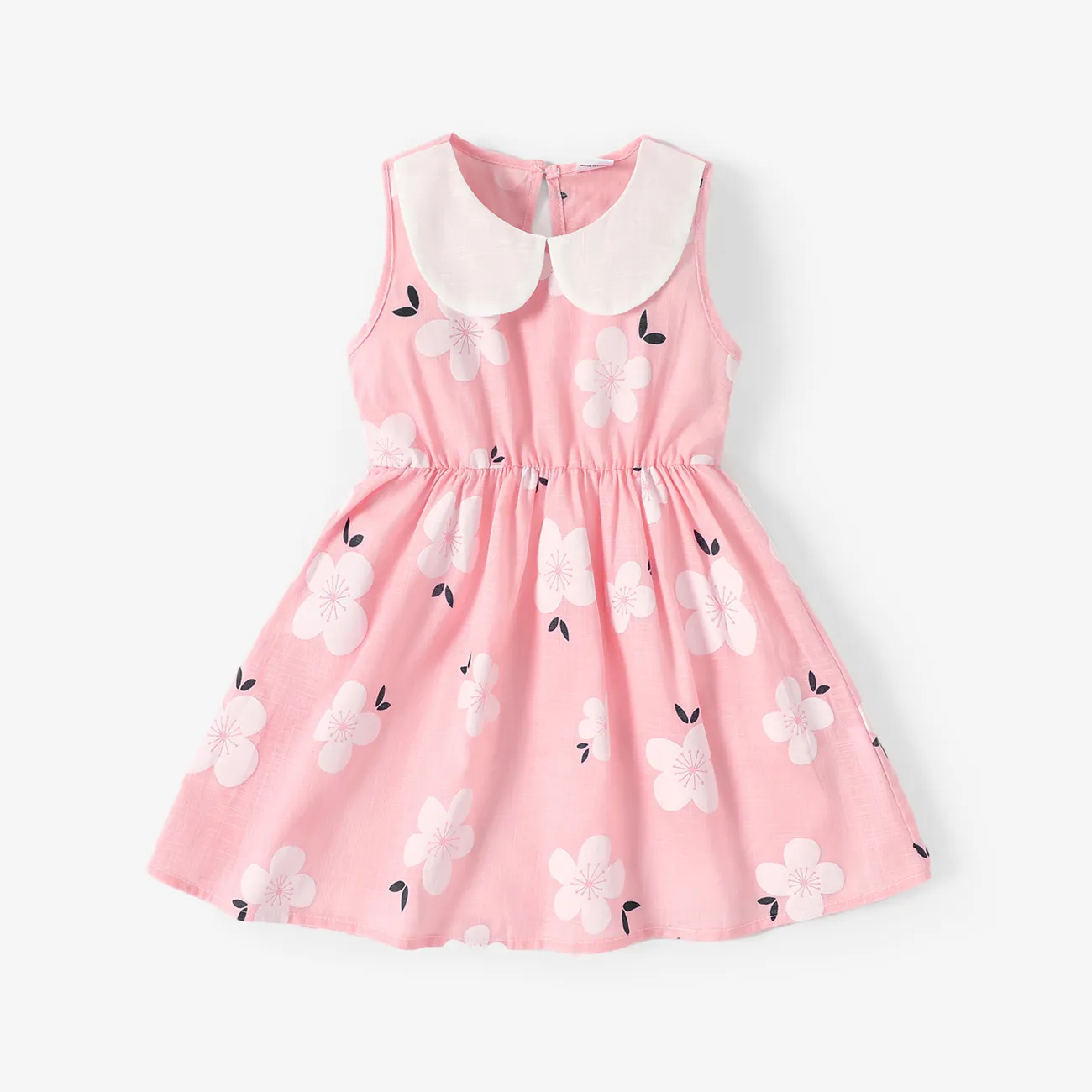 Toddler Girl 100% Cotton Sweet Floral Print Doll Collar Tank Dress  big image 1