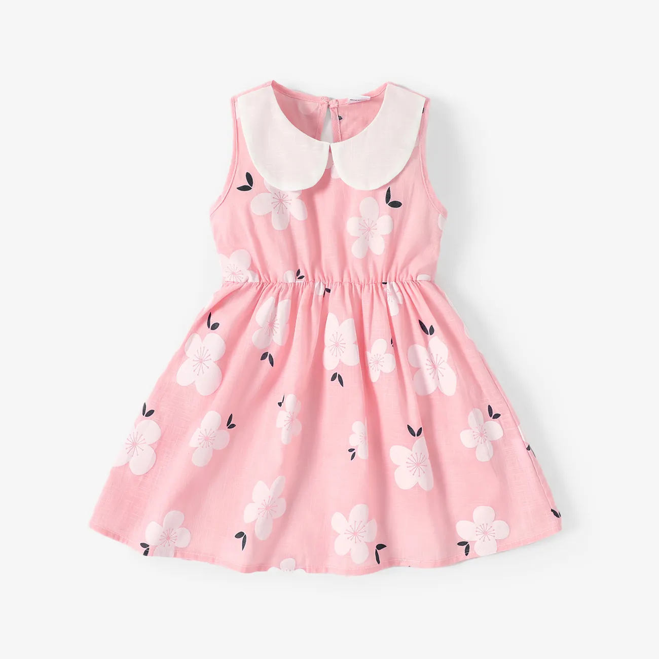 Toddler Girl 100% Cotton Sweet Floral Print Doll Collar Tank Dress big image 1