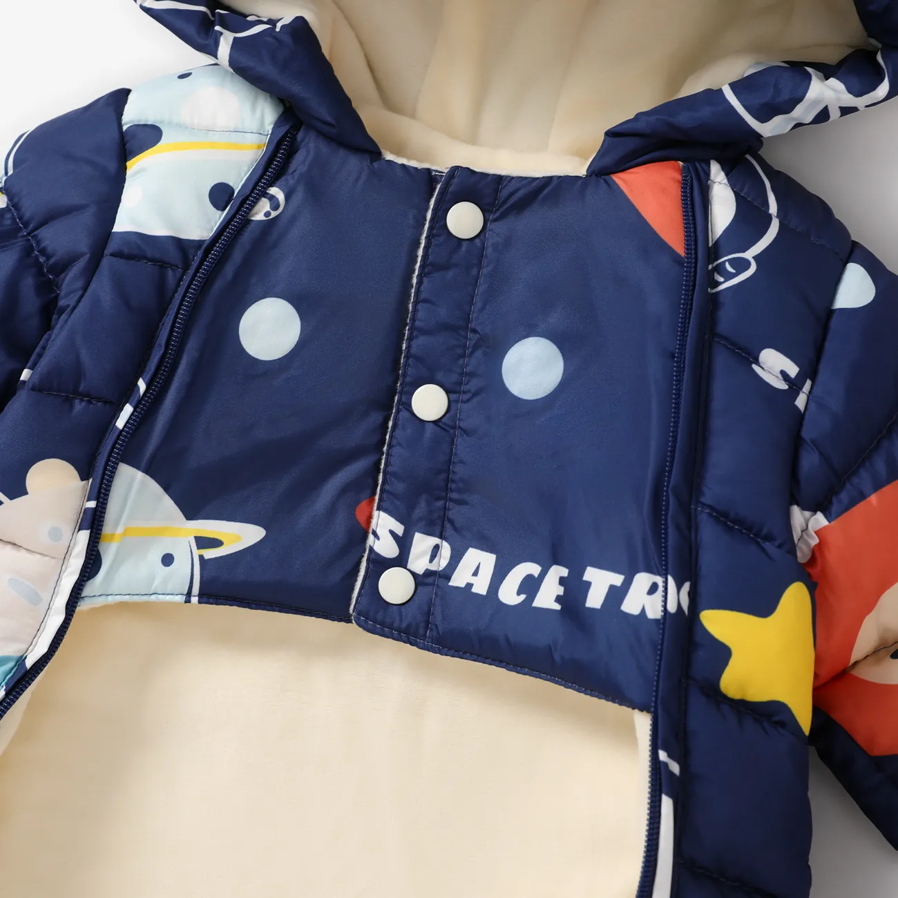 Baby Boy/Girl Childlike Space Hooded Jumpsuit  Blue big image 1