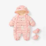 Baby Unisex Mit Kapuze Kindlich Langärmelig Baby-Overalls Pink mit Schuhen