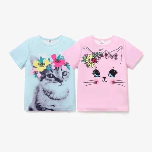 Kinder Mädchen Tierbild Kurzärmelig T-Shirts