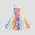 Kid Girl Colorful Heart Print Slip Dress  image 1