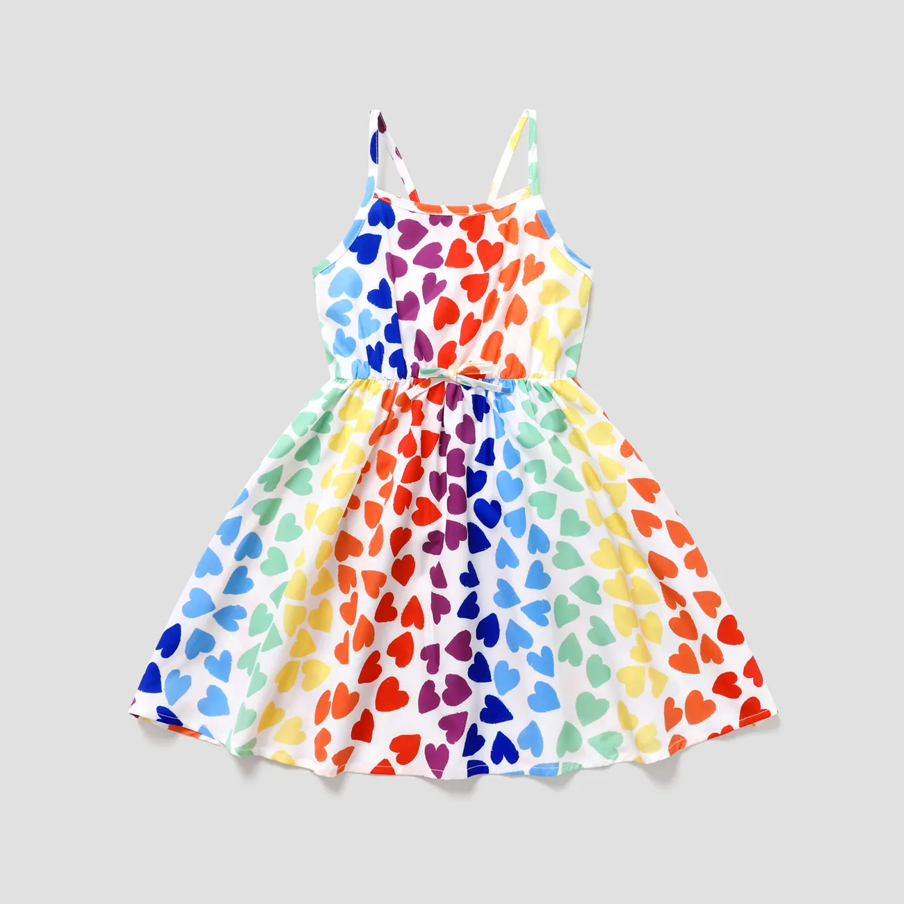 Kid Girl Colorful Heart Print Slip Dress  big image 1