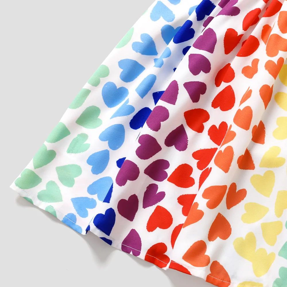 Kid Girl Colorful Heart Print Slip Dress big image 5