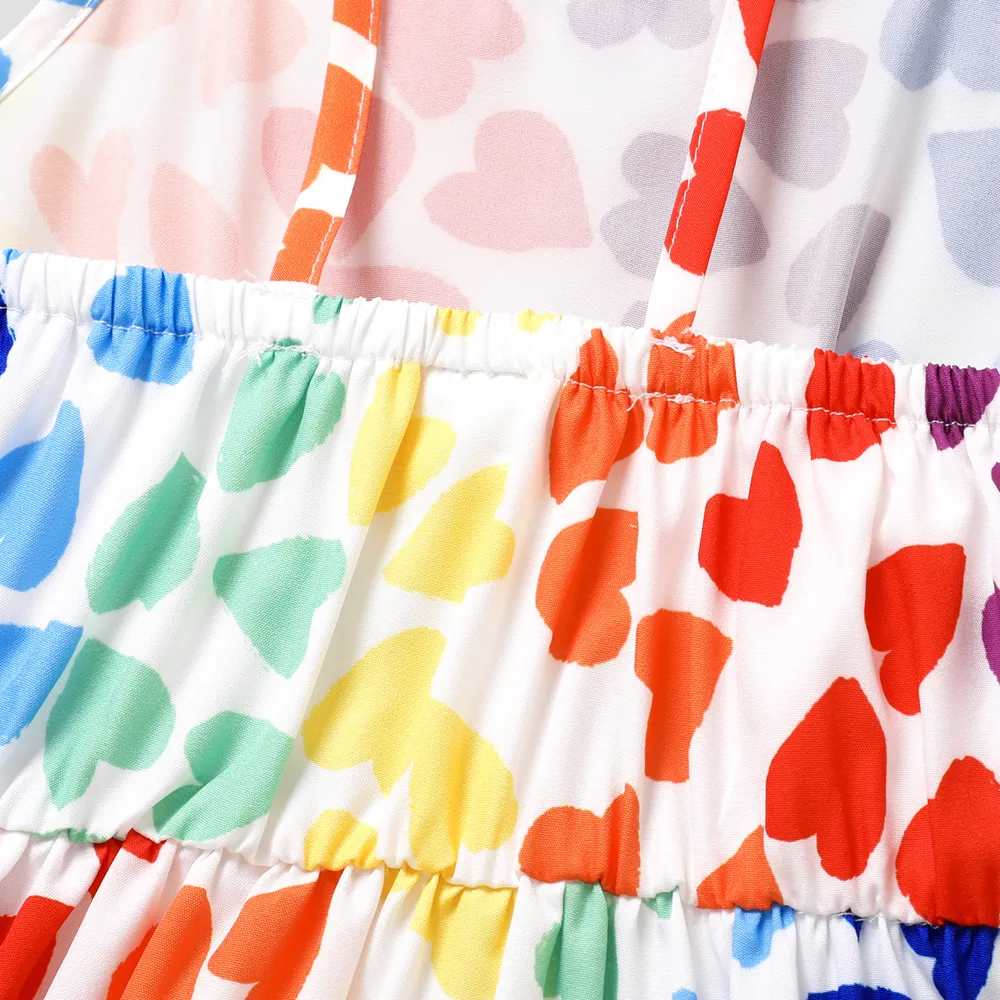 Kid Girl Colorful Heart Print Slip Dress big image 3