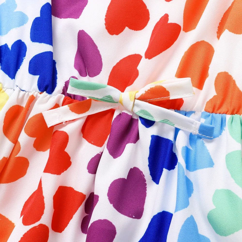 Kid Girl Colorful Heart Print Slip Dress big image 4