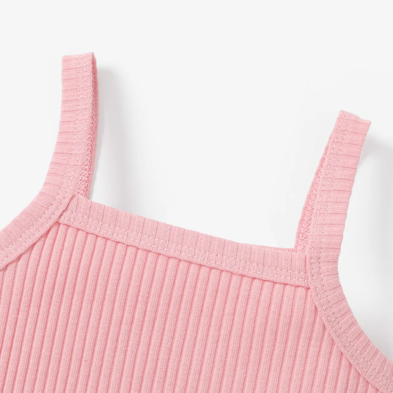 Baby Girl 95% Cotton Ribbed Solid Cami Top Pink big image 1