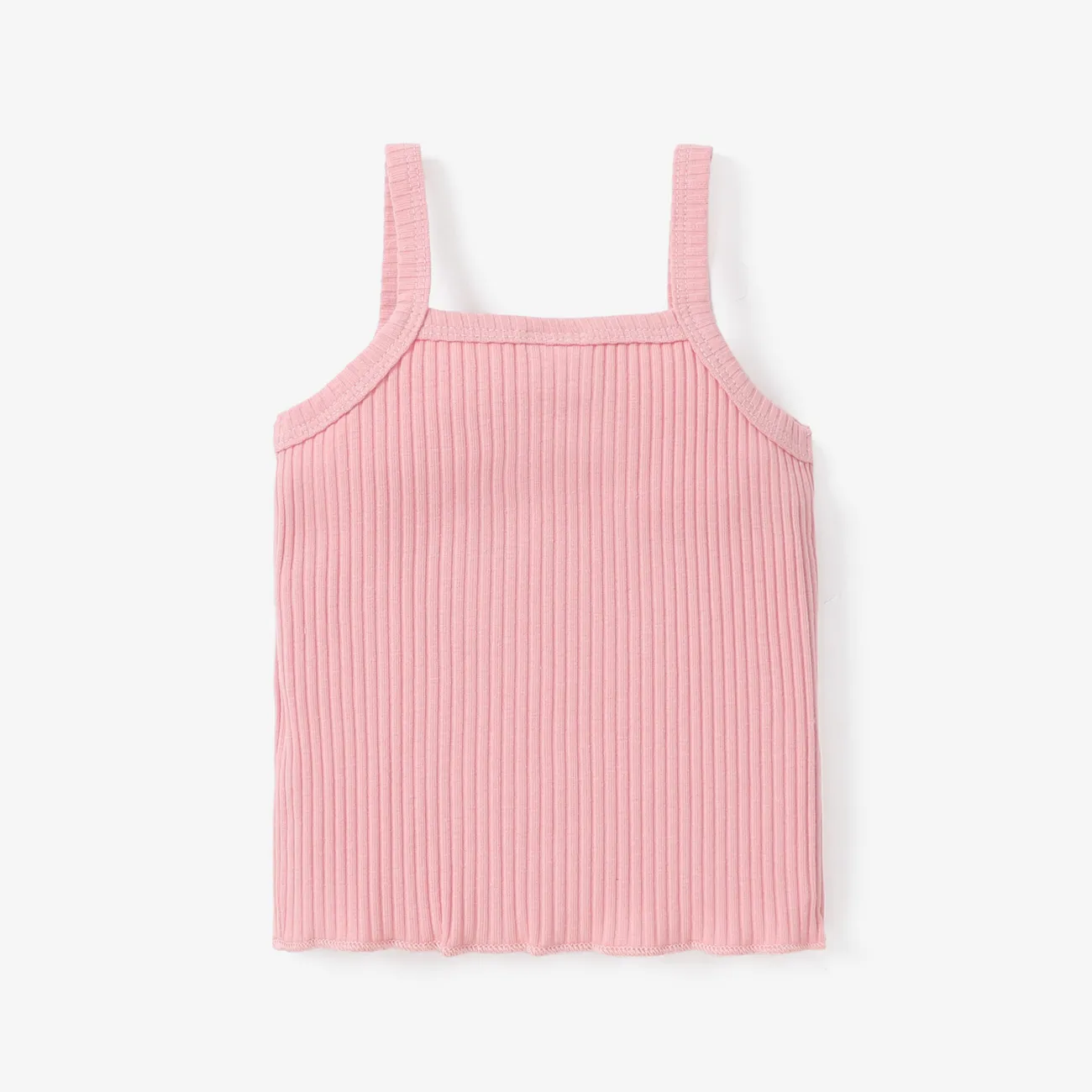 Baby Girl 95% Cotton Ribbed Solid Cami Top Pink big image 1