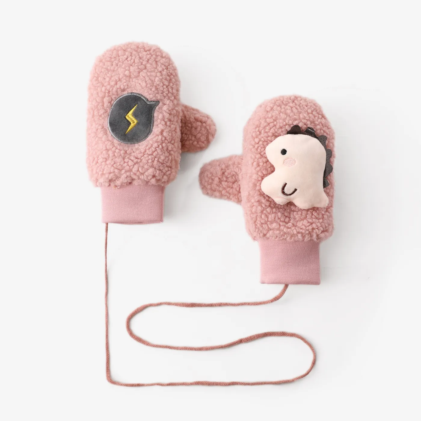 Children's favorite dinosaur pattern warm gloves, made of polar fleece.