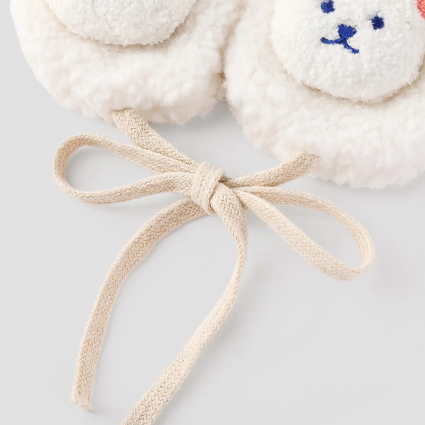 Baby/toddler likes Cartoon plush thickened warm earmuffs White image 3