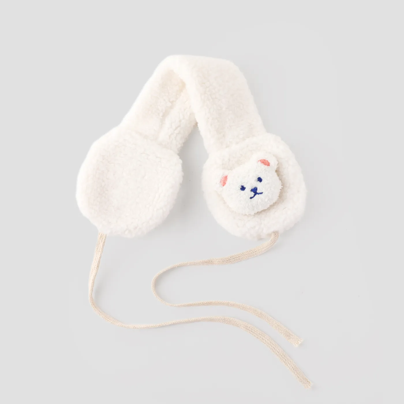 Baby/toddler likes Cartoon plush thickened warm earmuffs White image 2