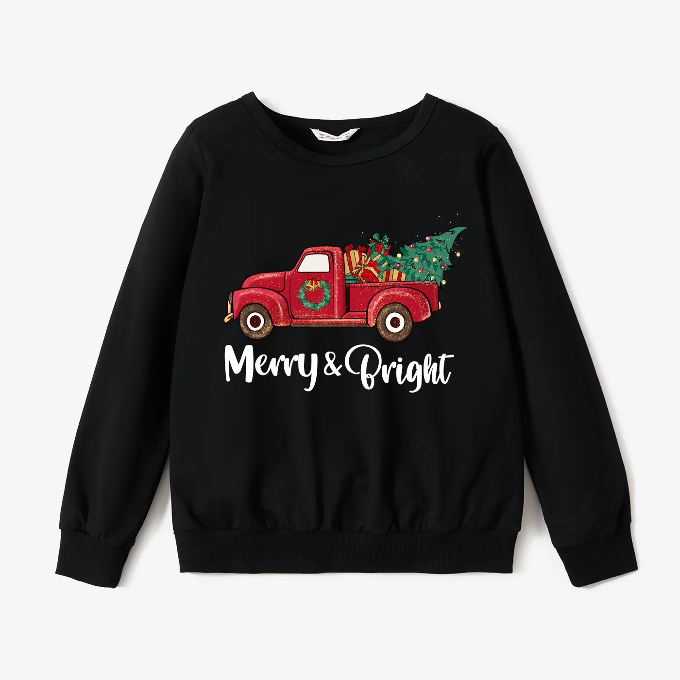 

Christmas Family Matching Truck Carrying Tree Print Cotton Long-sleeve Tops