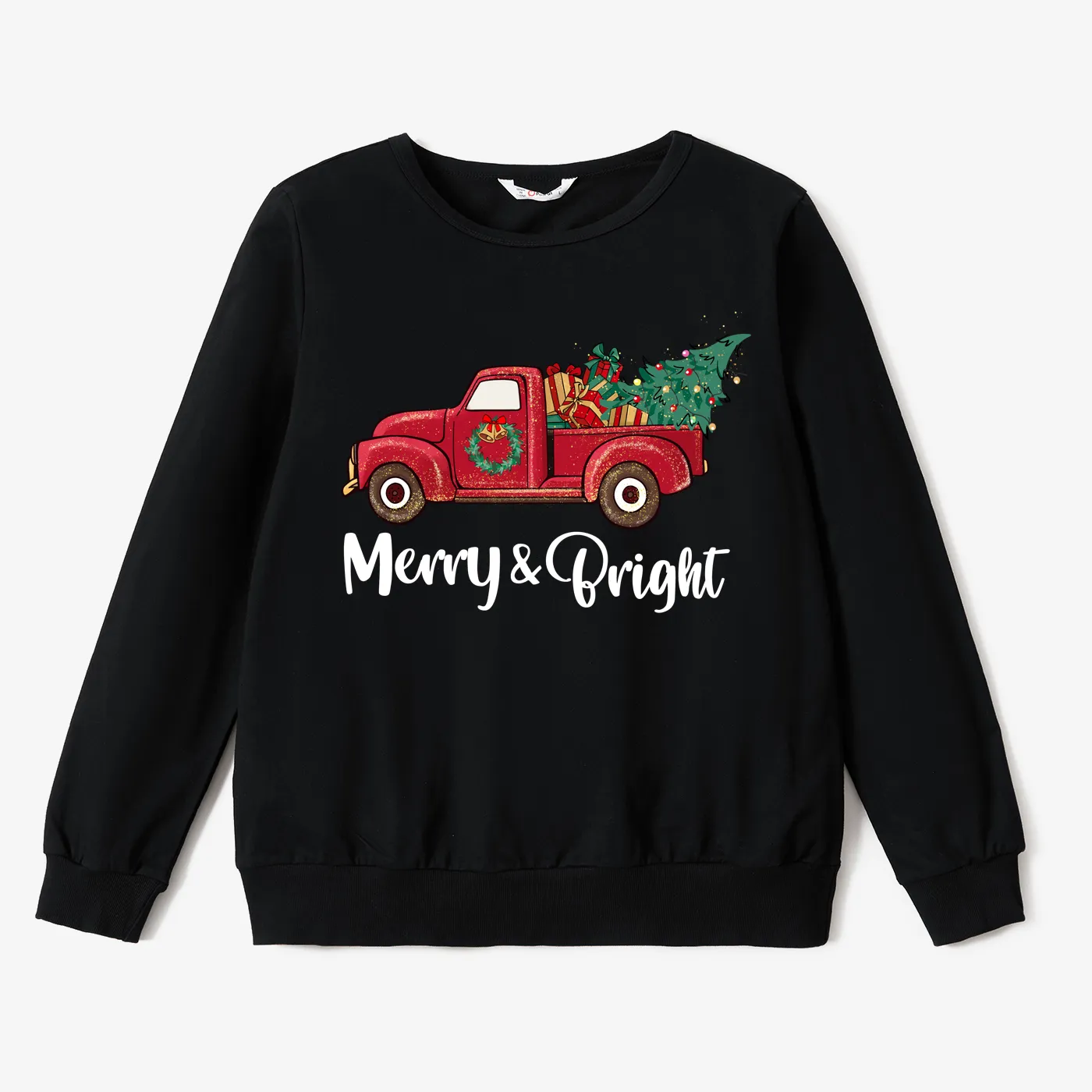 

Christmas Family Matching Truck Carrying Tree Print Cotton Long-sleeve Tops