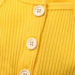 Baby Girl Sunflower Print & Ribbed Spliced Spaghetti Strap Romper Shorts Yellow image 4