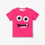 Kid Boy/Kid Girl Face Graphic Print Short-sleeve Tee Hot Pink