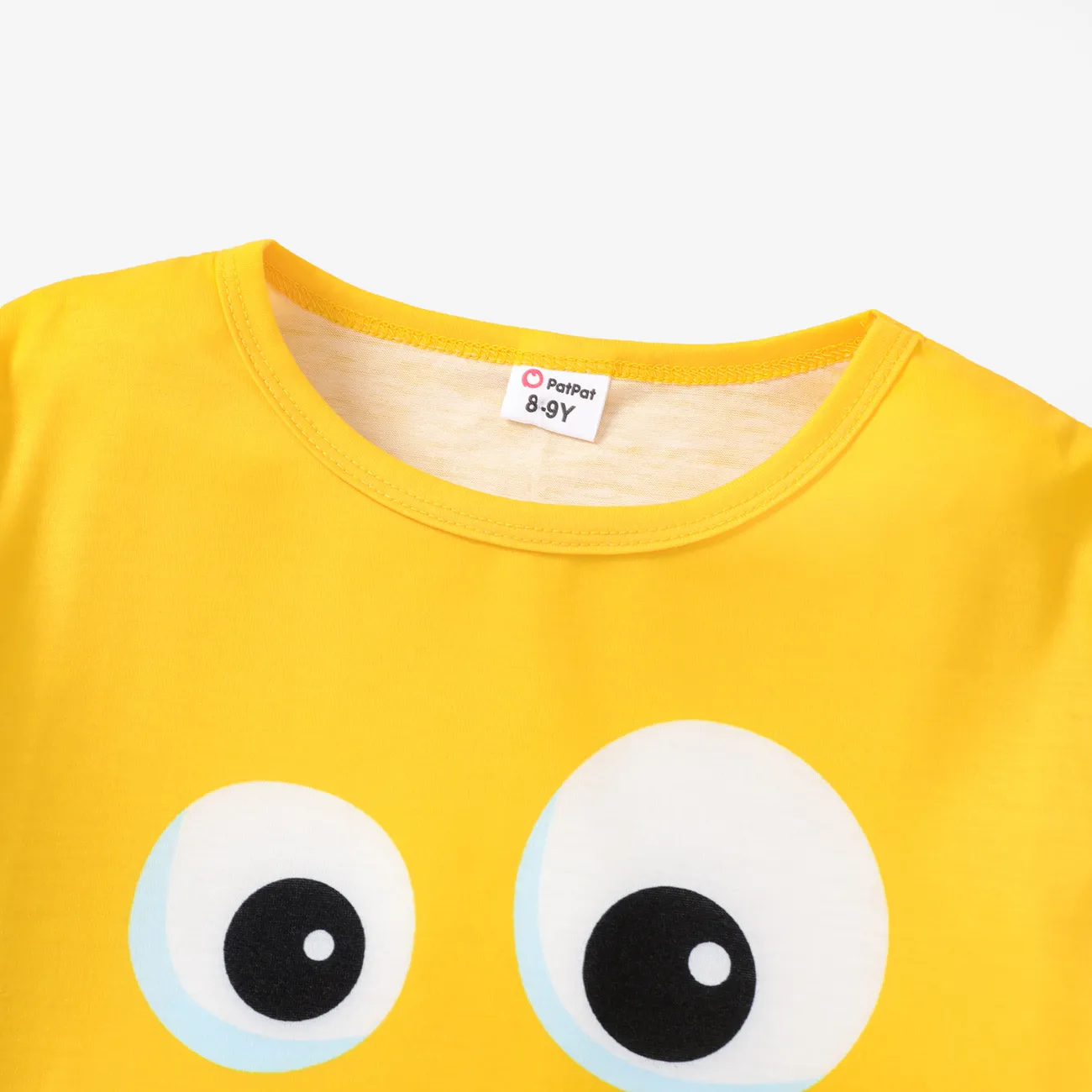 Criança Unissexo Expressões faciais Manga curta T-shirts Amarelo big image 1