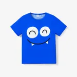 Kid Boy/Kid Girl Face Graphic Print Short-sleeve Tee Blue
