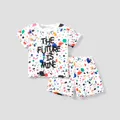 2pcs Toddler Boy/Girl Playful Letter Painting Print Tee and Shorts Set  image 1