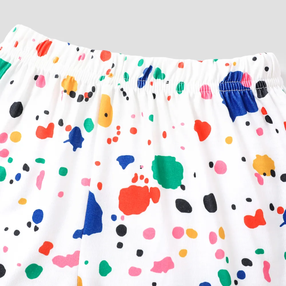 2pcs Toddler Boy/Girl Playful Letter Painting Print Tee and Shorts Set big image 4