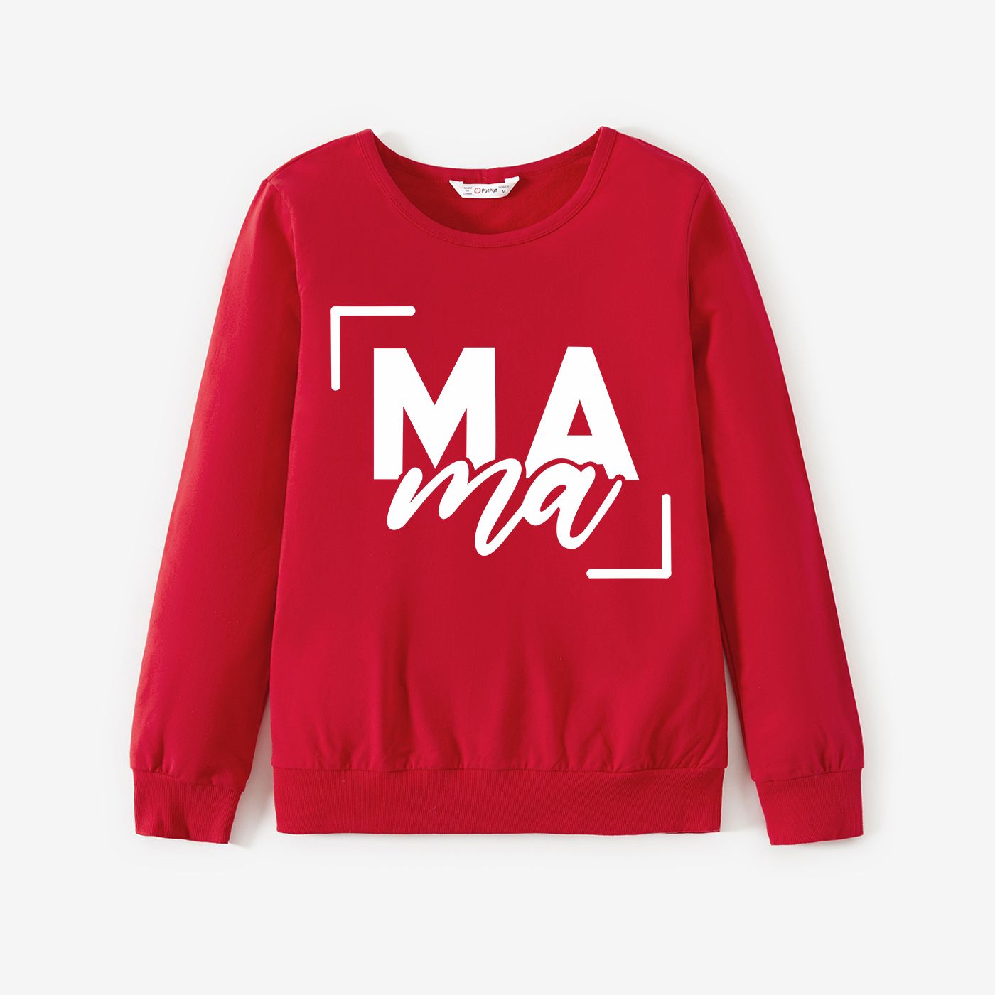 Valentine's Day Mommy And Me White Letter Red Cotton Long Sleeve Sweatshirt Tops