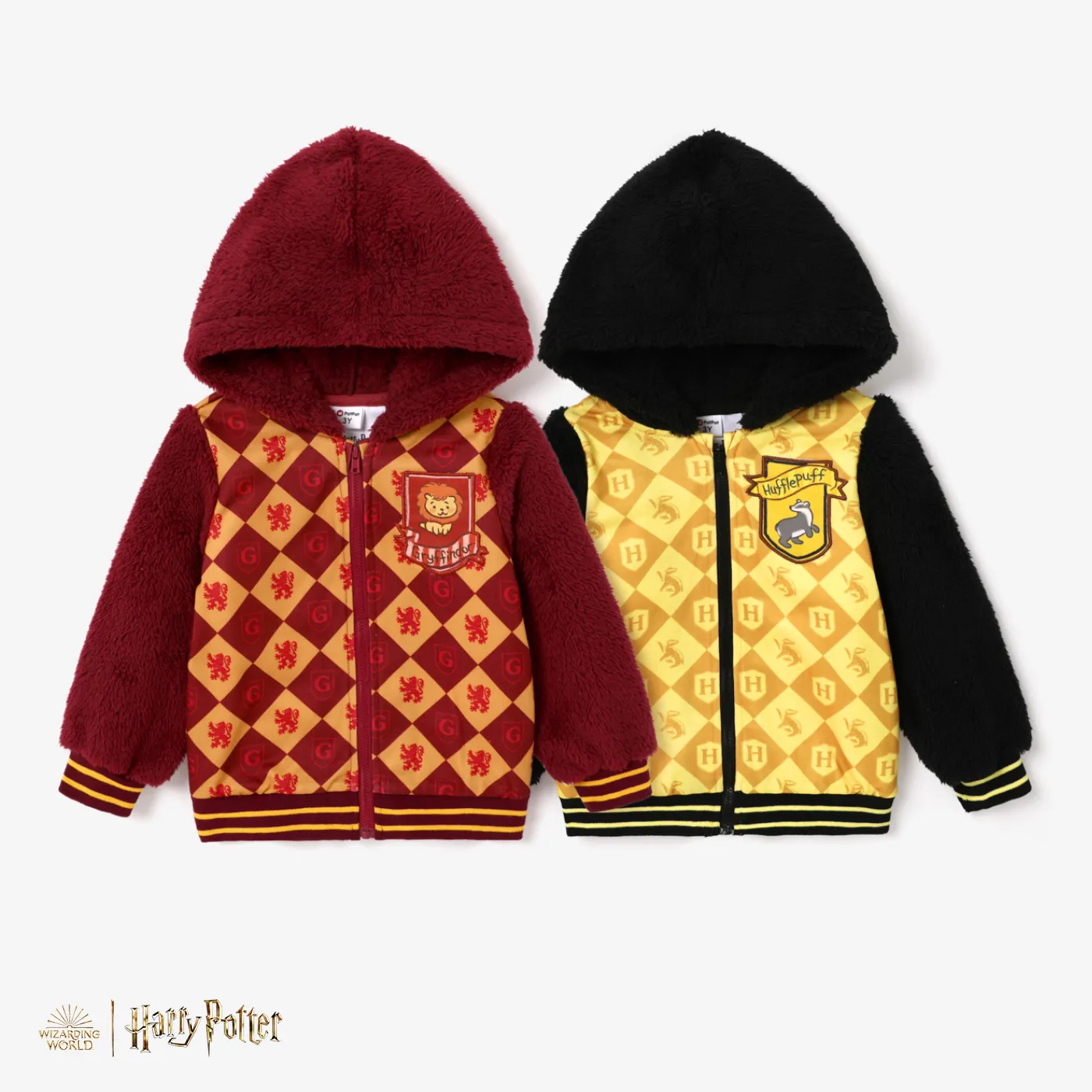 Harry Potter Toddler Boy Fuzzy Hooded Long-sleeve Badge Decor Graphic Zipper Jacket