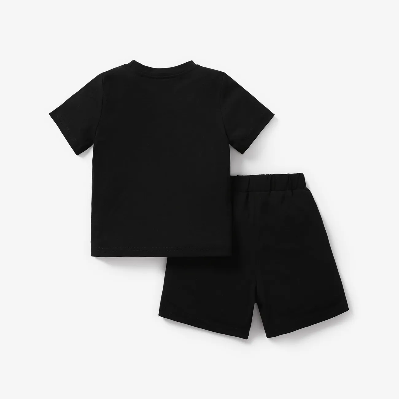 2 pièces Enfant en bas âge Garçon Enfantin Ours ensembles de t-shirts Noir big image 1