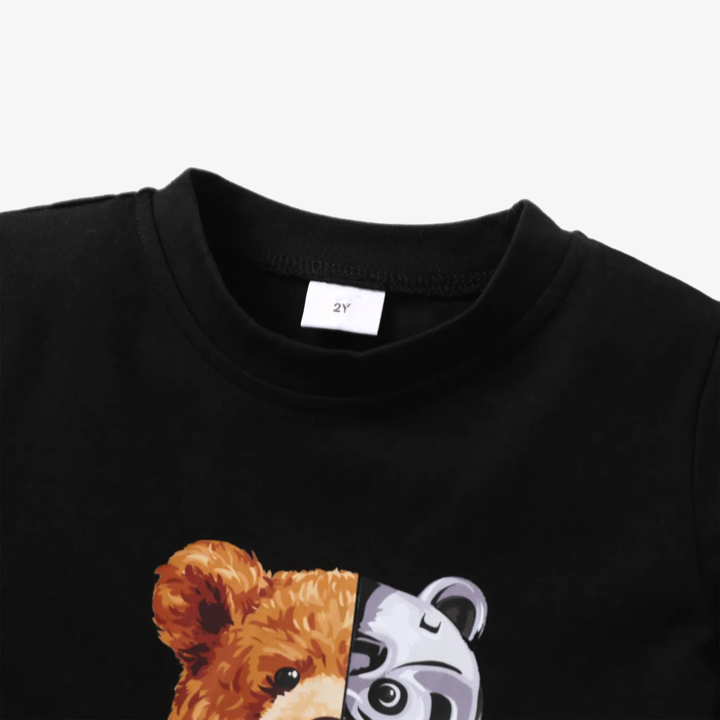 2pcs Toddler Boy Playful Bear Print Short-sleeve Tee and Shorts Set  image 2