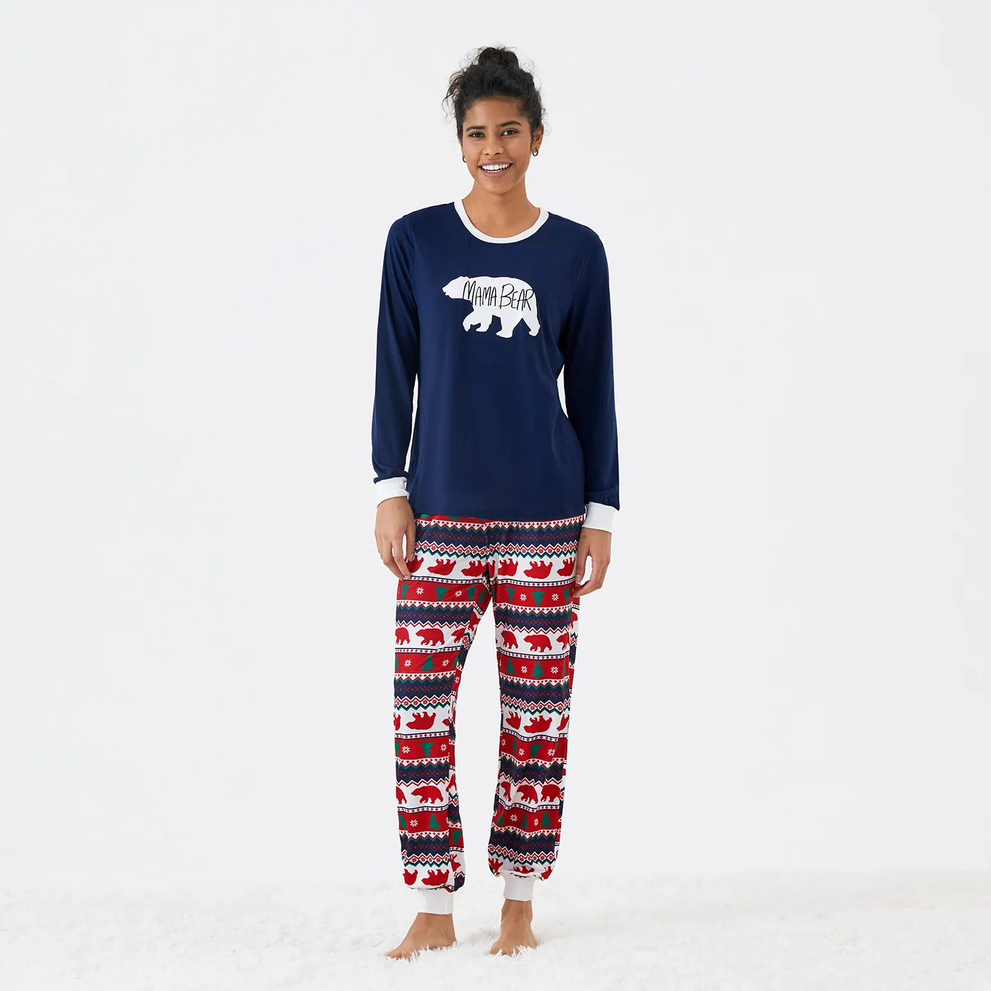 Christmas Bear Print Family Matching Pajamas Sets (Flame Resistant)