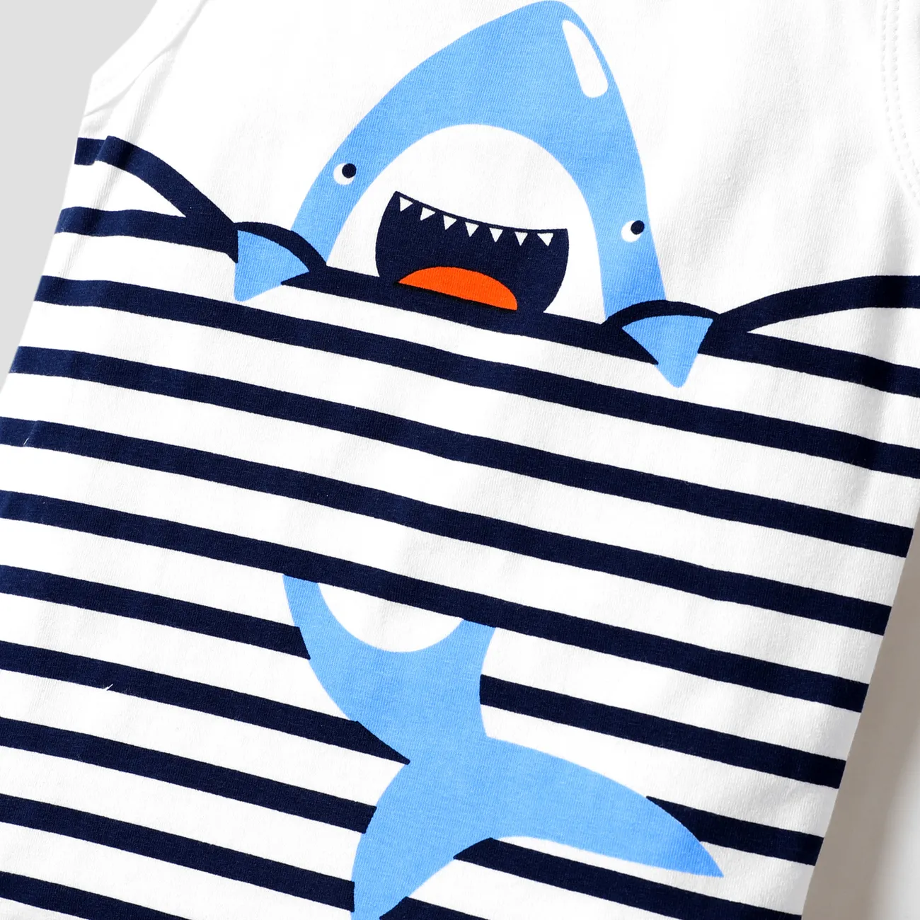 Baby / Toddler Cartoon Shark Print Tank and Shorts Set White big image 1