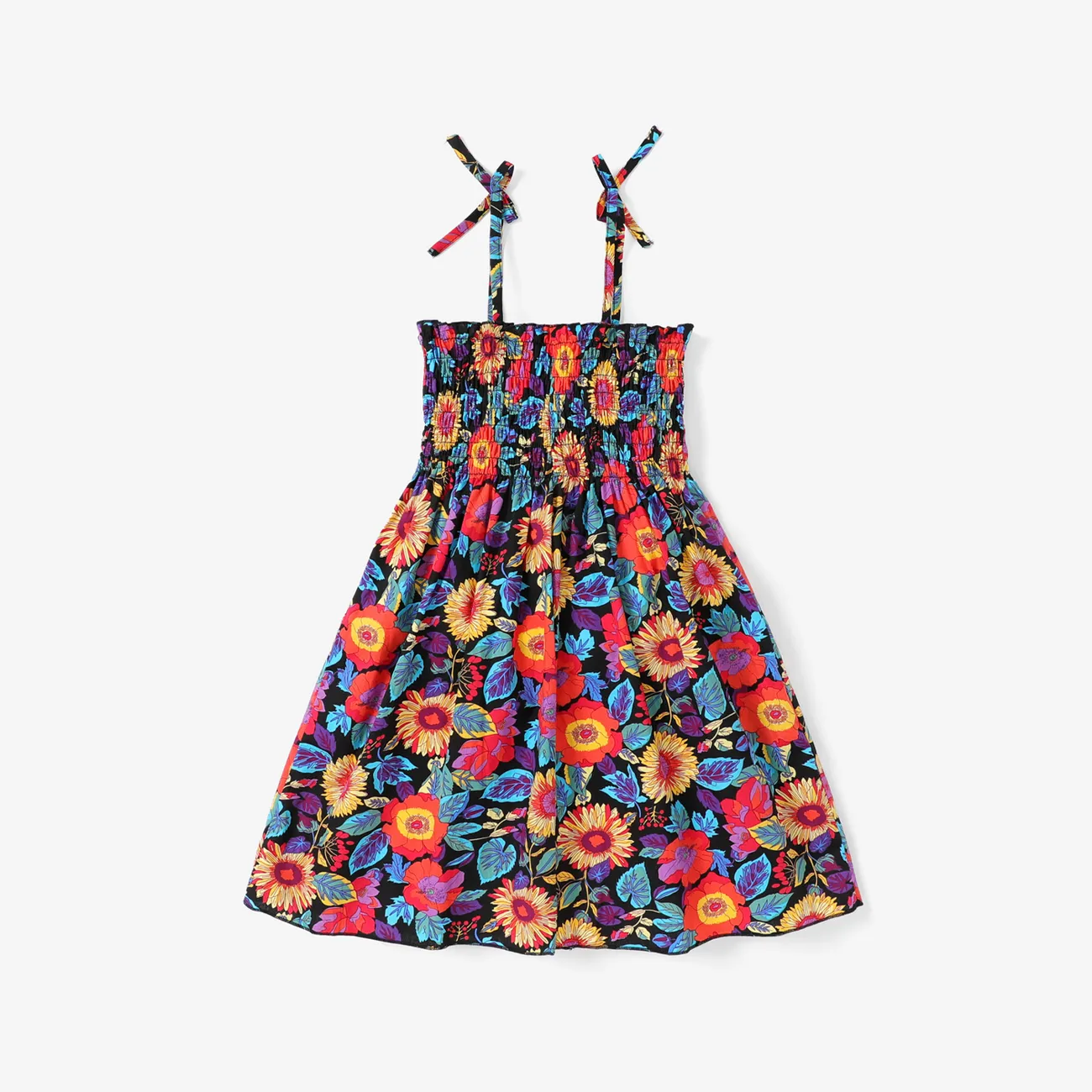 Kid Girl Allover Floral Print Sling Dress Multi-color big image 1