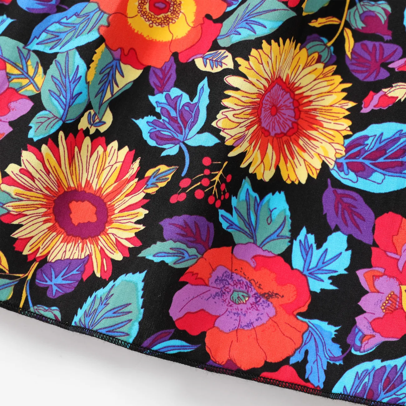 Kid Girl Allover Floral Print Sling Dress Multi-color big image 1
