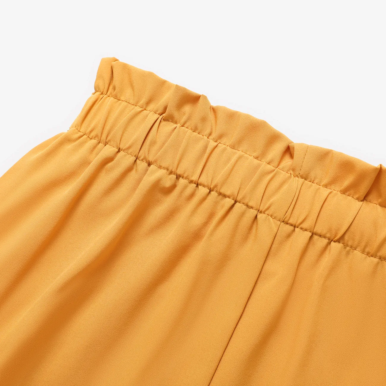 2pcs Kid Girl Tie Knot Sleeveless Tee and Elasticized Paperbag Shorts Set BrownishBlack big image 1