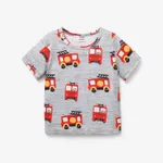 Toddler Boy Vehicle Print Short-sleeve Tee Flecked Grey