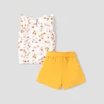 2Pcs Kid Girl Floral Print Ruffled Tank Top and Belted Shorts Set  image 3