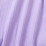 3pcs Baby Girl 95% Cotton Purple Ruffled Short-sleeve Rib-knit Romper & Floral Print Shorts & Headband Set  image 4