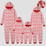Christmas Family Matching Festival Theme All-over Print Long-sleeve Fleece Hooded Onesies Pajamas (Flame resistant)   image 2