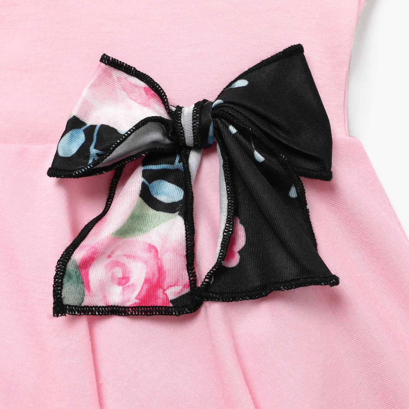 2pcs Kid Girl Bowknot Design Sleeveless Tee and Floral Print Leggings Shorts Set Pink image 5