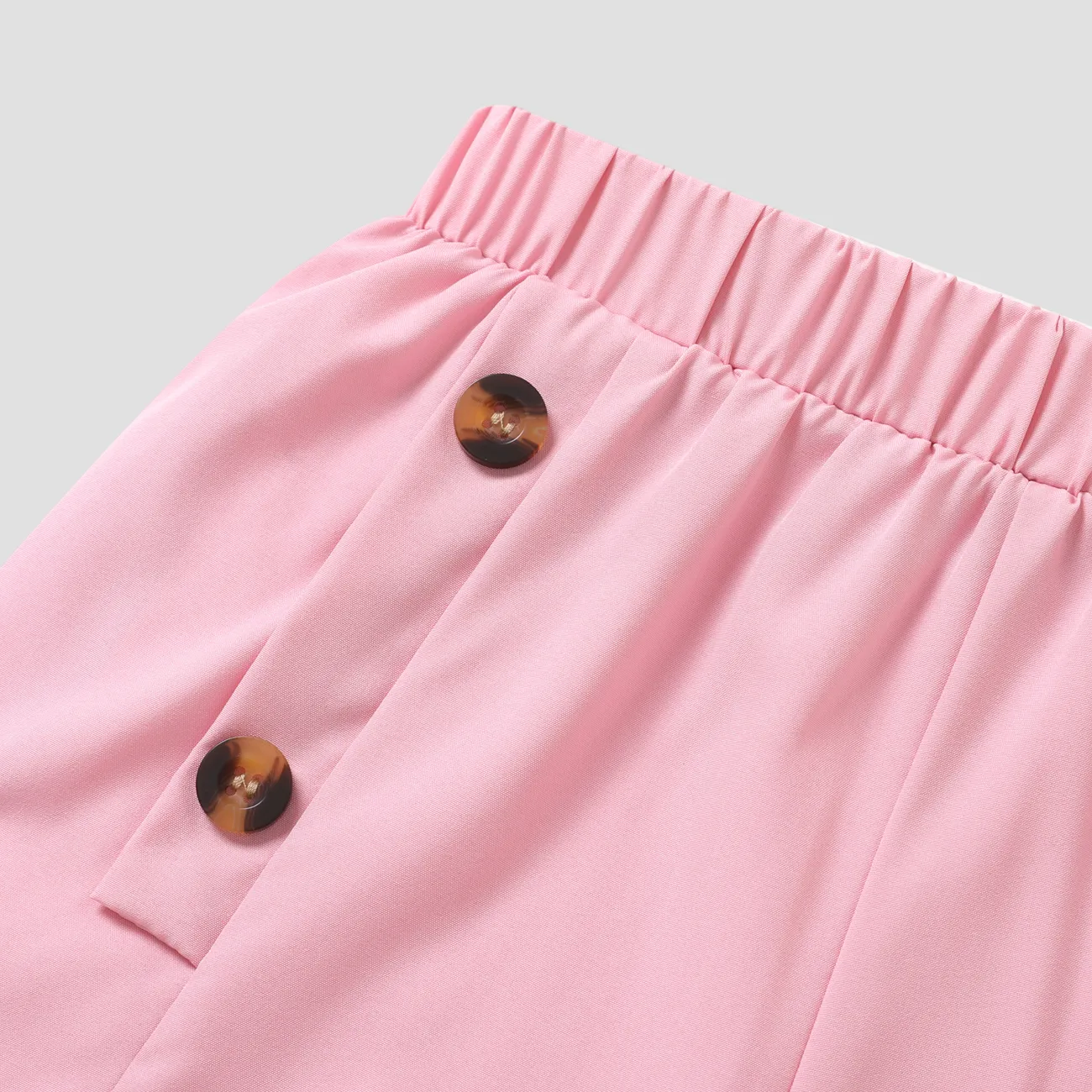 2 Stück Kinder Sets Mädchen Pflanzen und Blumen Neckholder Kurzärmeliger Shorts-Anzug rosa big image 1