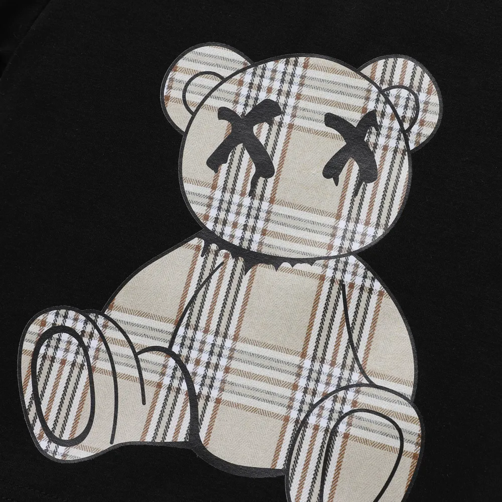 Baby Girl/Boy Plaid Bear Graphic Short-sleeve Tee big image 2
