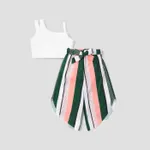 2-piece Kid Solid Top and Allover Stripe Print Pants Set OffWhite
