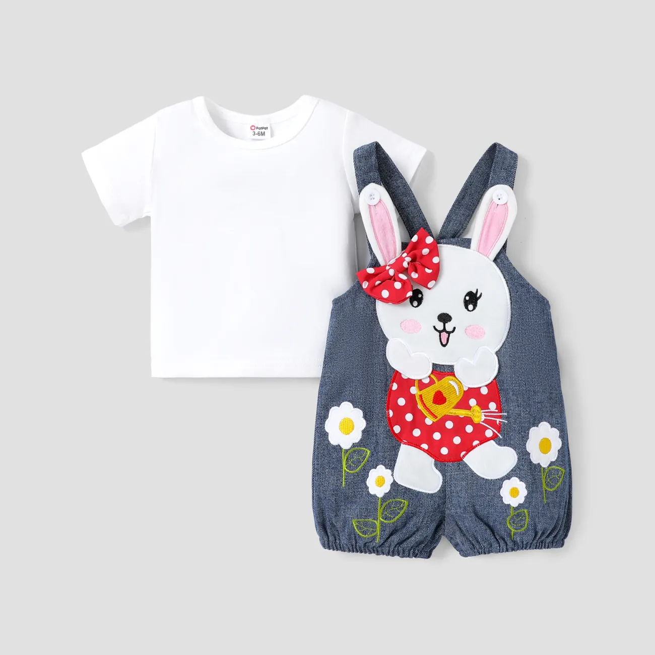 2件 嬰兒 女 立體造型 兔仔 童趣 短袖 嬰兒套裝 藍色 big image 1