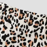 2pcs Baby Girl Cat Print Ruffle Hem Short-sleeve Top and Leopard Pants Set  image 4