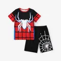2pcs Kid Boy Spider Print Colorblock Short-sleeve Tee and Elasticized Shorts Set  image 1