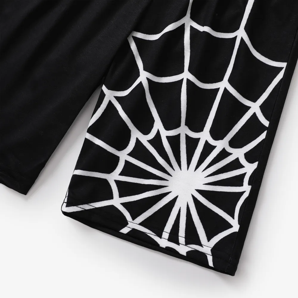 2pcs Kid Boy Spider Print Colorblock Short-sleeve Tee and Elasticized Shorts Set  big image 4