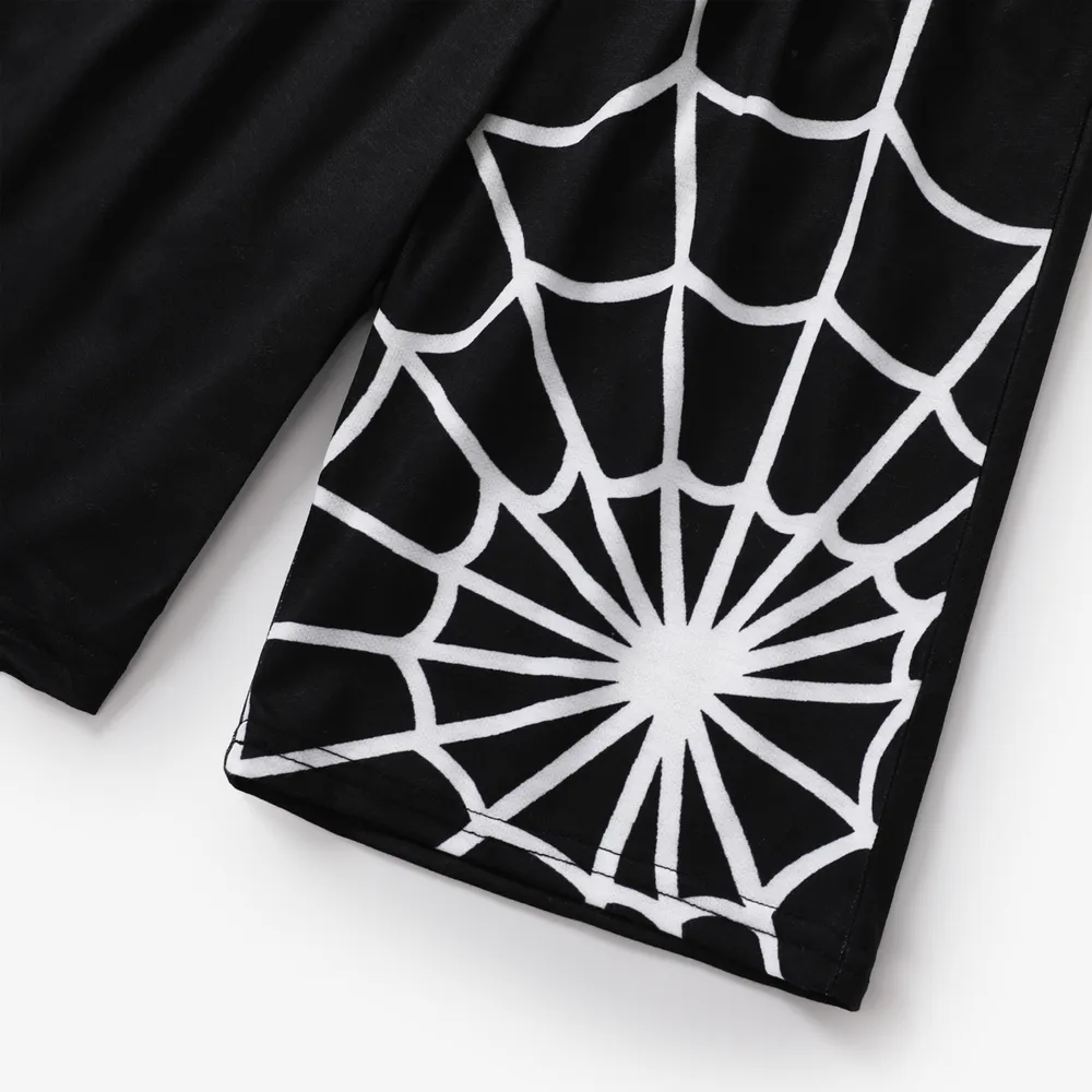 2pcs Kid Boy Spider Print Colorblock Short-sleeve Tee and Elasticized Shorts Set big image 4